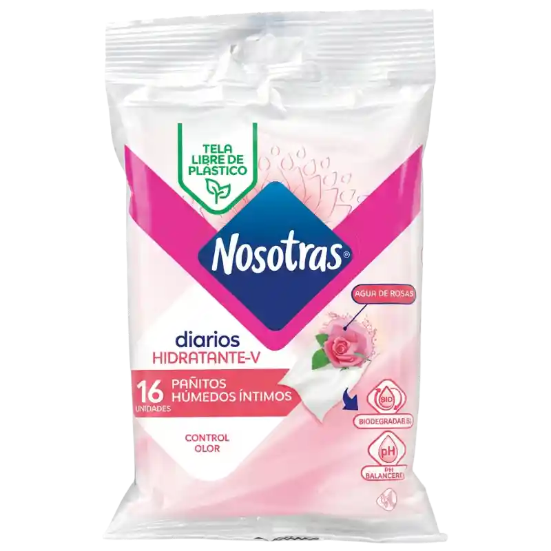 Nosotras Pañitos Húmedos Íntimos con Agua de Rosas