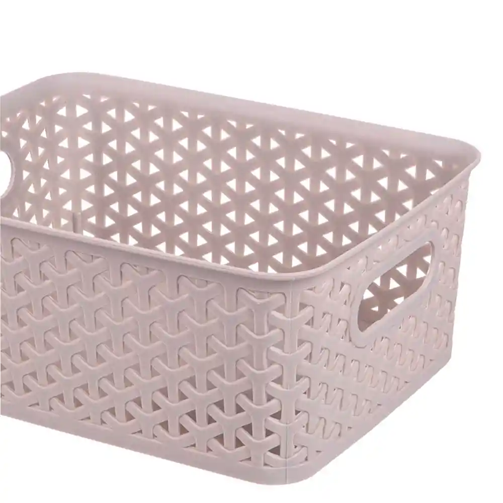 Canasto Simil Rattan Gris 19.5x25x10.5 Cm