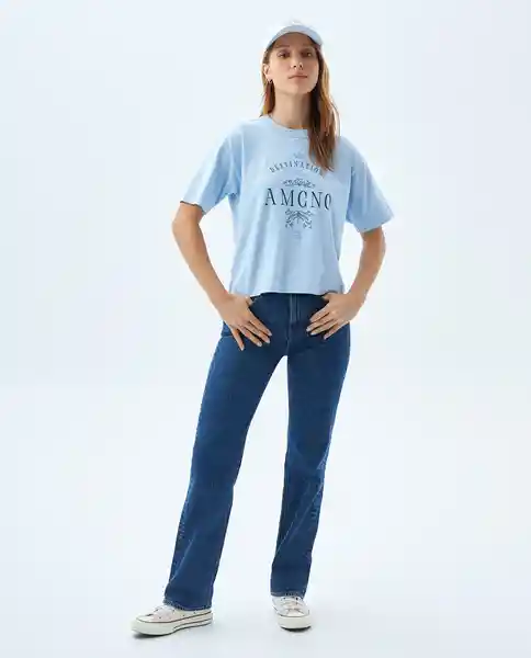 Camiseta Mujer Azul Talla XS 609F002 Americanino