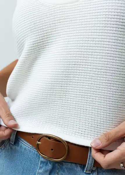 Blusa Tejido Mujer Crudo Marfil Talla S 482G040 Naf Naf