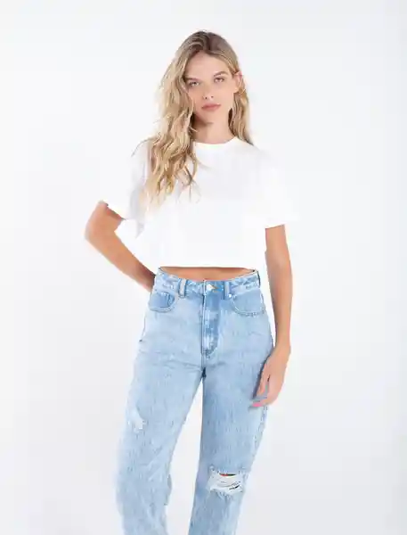 Camiseta Cropped Manga Corta Crudo Puro Claro Talla S Naf Naf