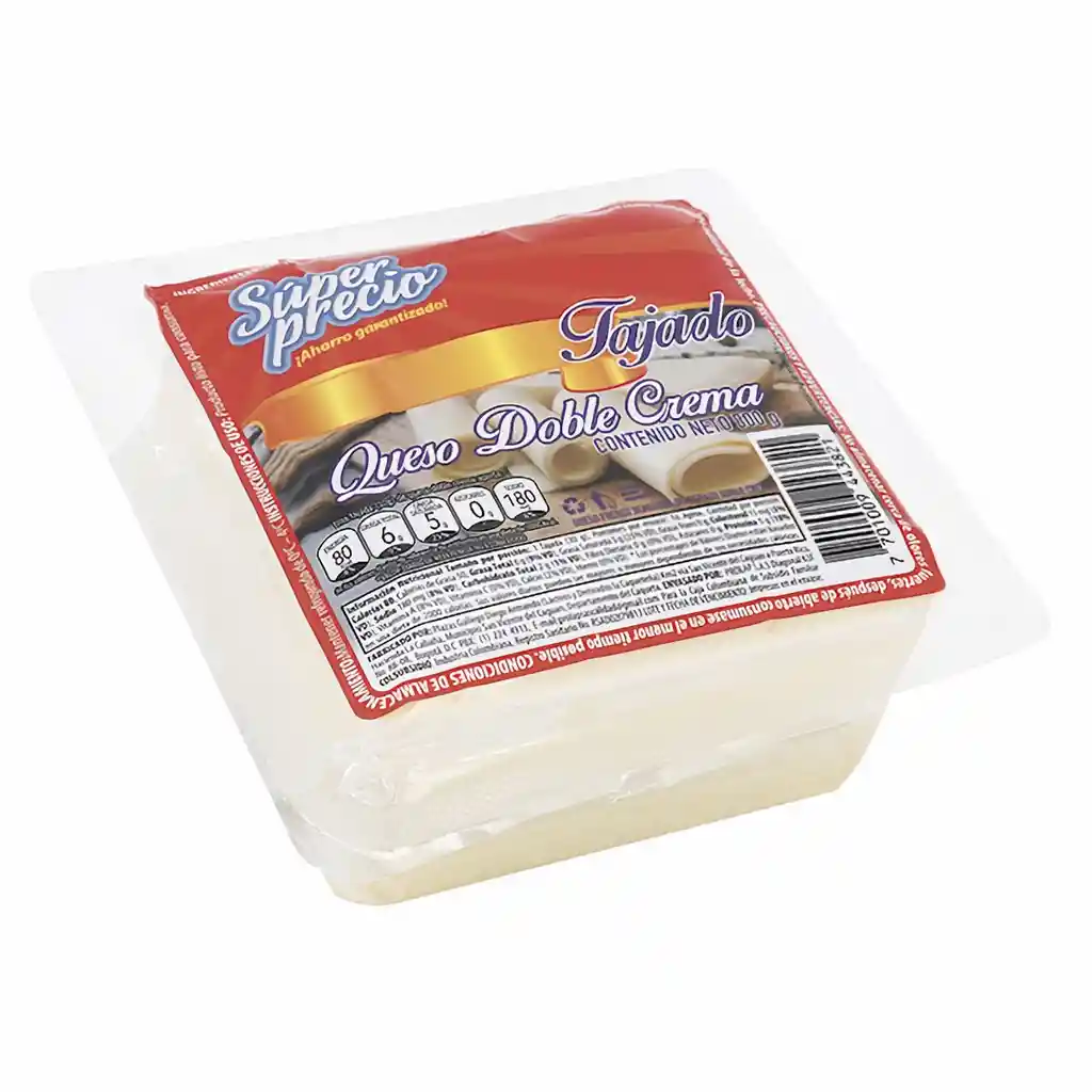 Súper Precio Queso Doble Crema Tajado