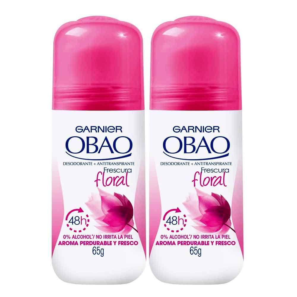 Obao Desodorante Frescura Floral 0% Alcohol Roll On Pack x2 2 x 65 g
