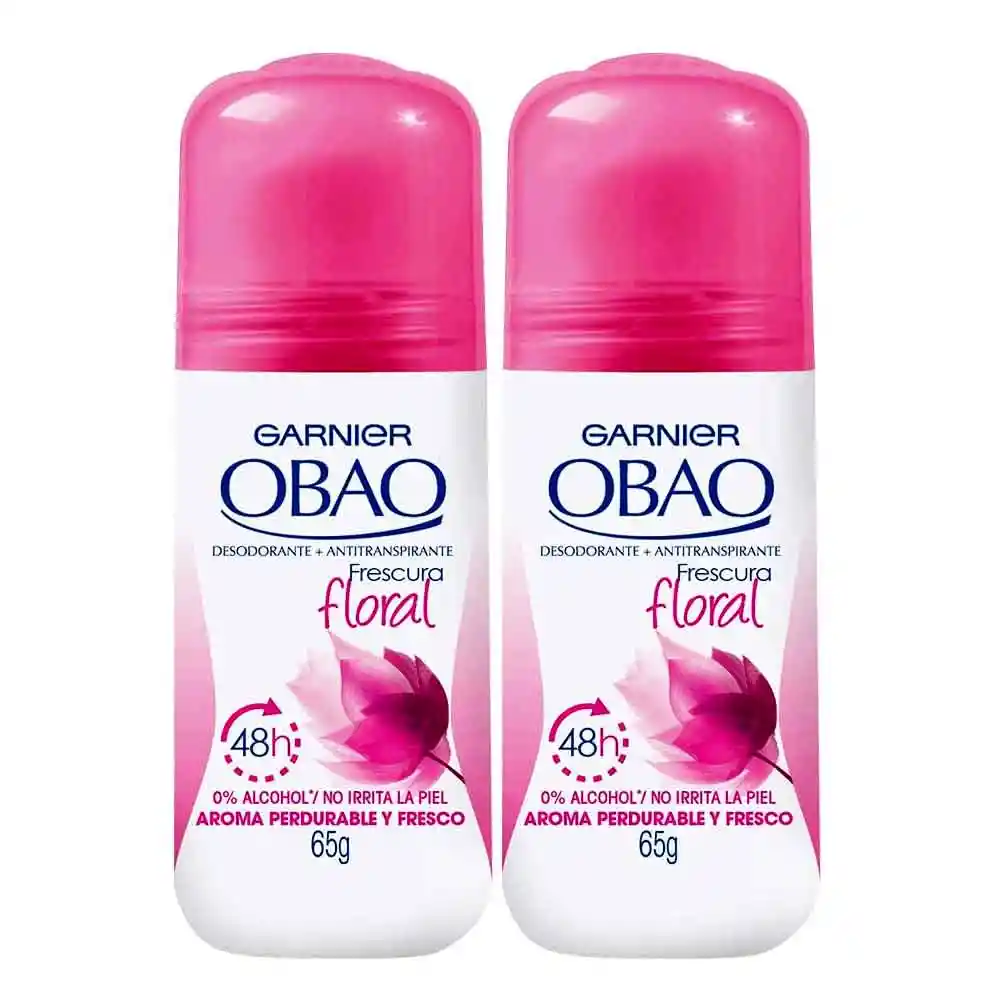 Obao Desodorante Frescura Floral 0% Alcohol Roll On Pack x2