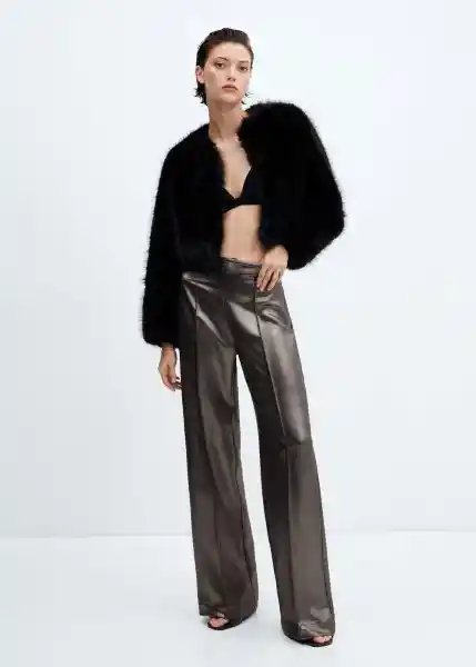 Pantalón Palax Plata Talla 34 Mujer Mango