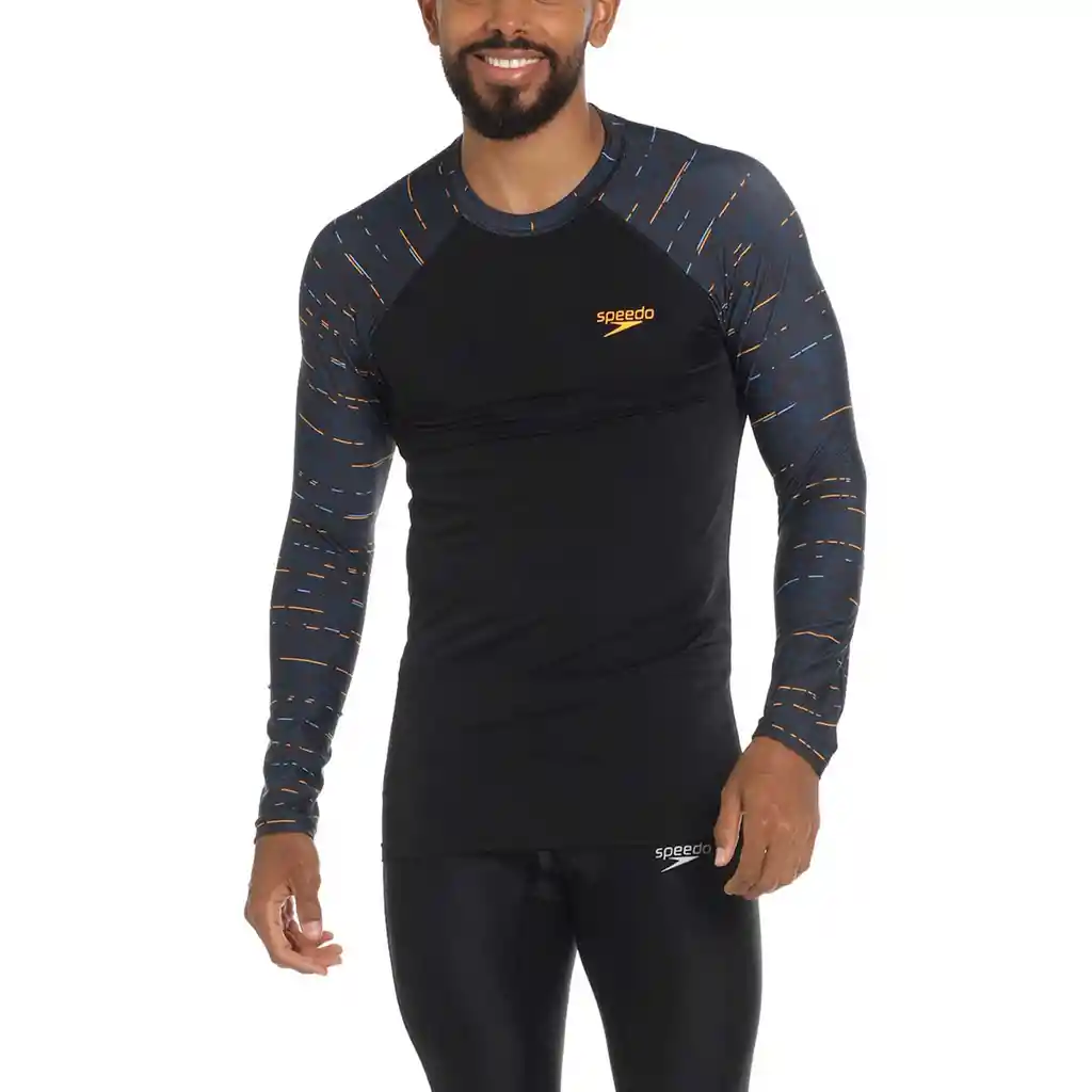 Camiseta Manga Larga Sunshine Mandarine Splice Hombre Negro-xl