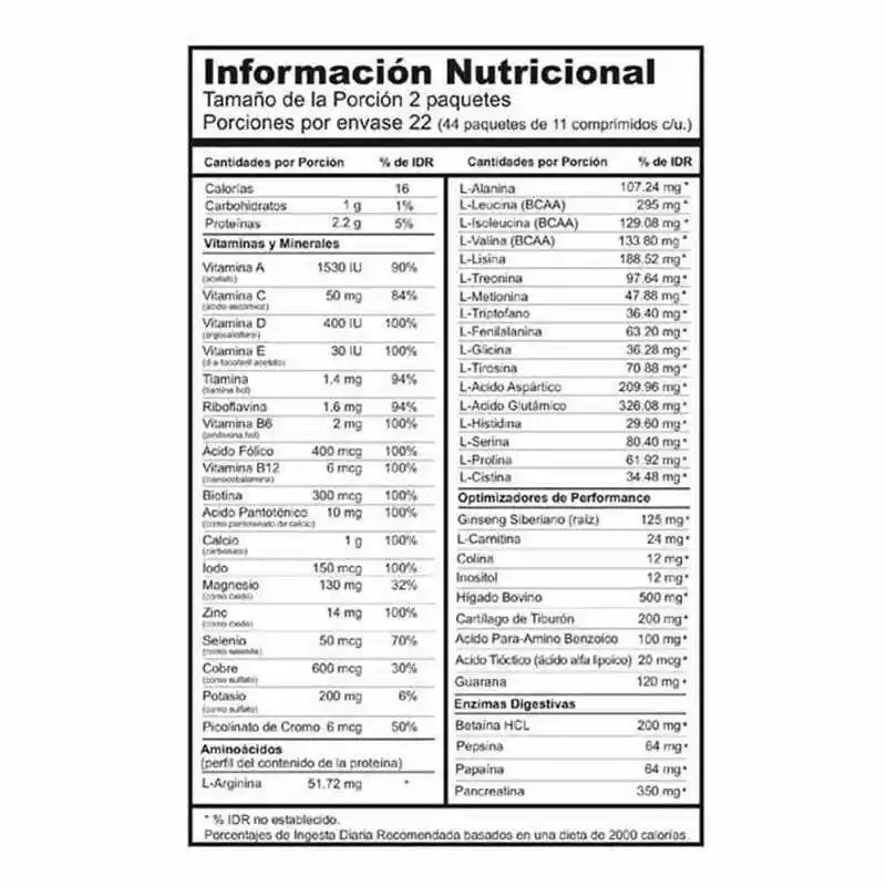 Animal Pak Suplemento Alimenticio Nutrición