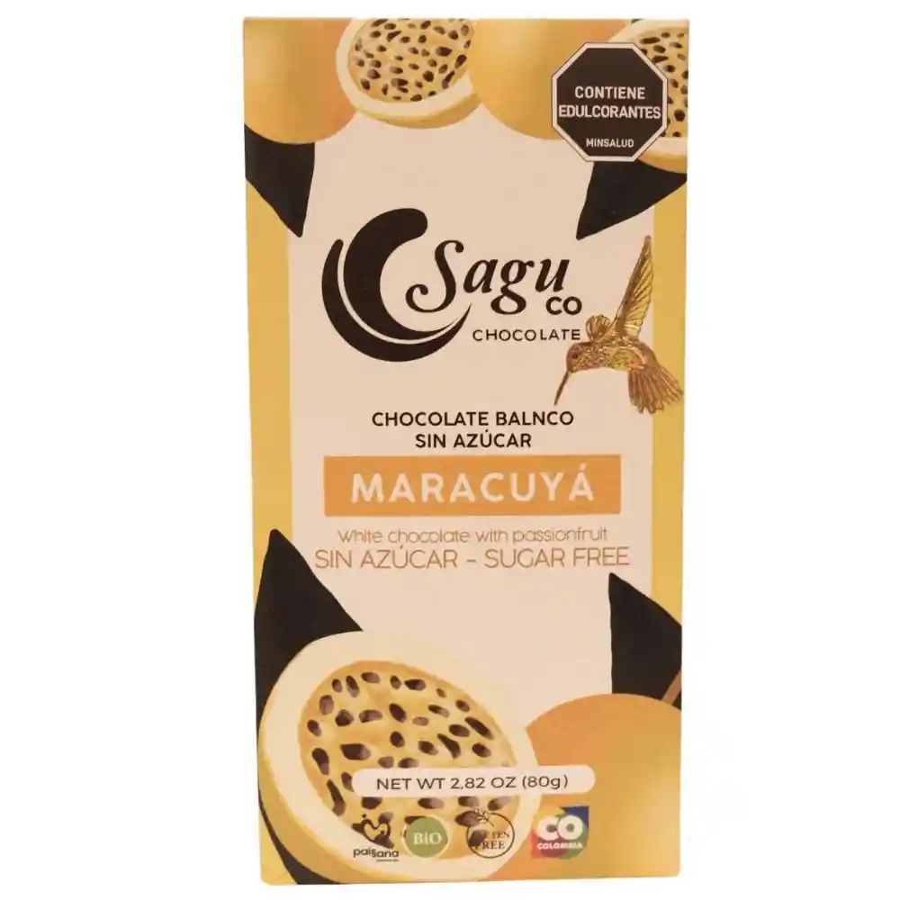 Barra Chocolate Sagu Co Chocolate Sin Azucar Con Maracuya (80 Gr)