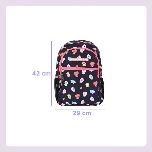 Maleta Estampada Serie Bt21 Baby Rosa Negro Miniso