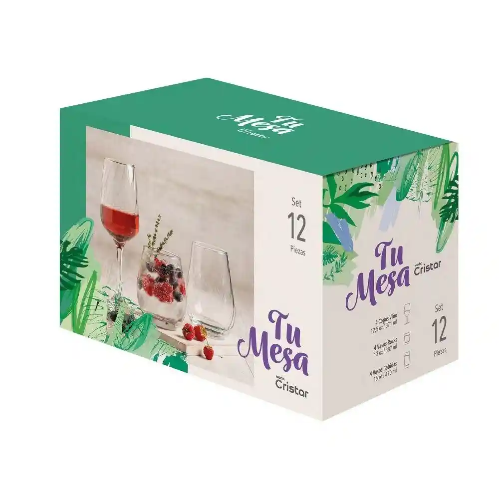 Set X 12 Pzs Lomba Vasos Copas Cristar 9869elmesa24