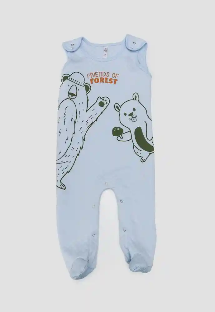 Enterizo Largo 0/3 Meses-azul Clar