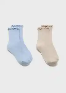 Calcetines Ribshort Celeste Talla 21 Niñas Mango