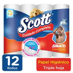 Scott Papel Higiénico Cuidado Completo Triple Hoja 12 Rollos