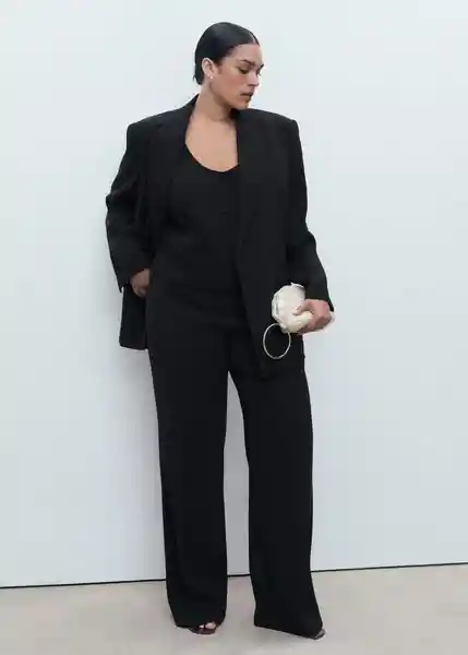 Blazer Americana Iguana Negro Talla M Mujer Mango