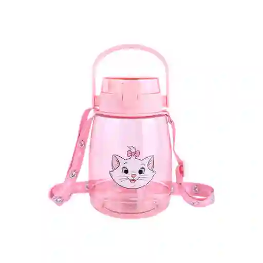 Vaso de Plástico Cat Con Correa Para el Hombro Rosa Miniso