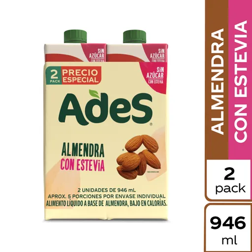 Bebida de Almendras Ades con Estevia 946ml x 2 Unds