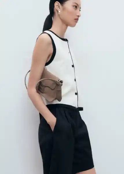 Chaleco Pipon Crudo Talla L Mujer Mango