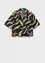 Camisa Plumas Negro Talla XS  Mujer Mango