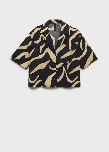 Camisa Plumas Negro Talla XS  Mujer Mango