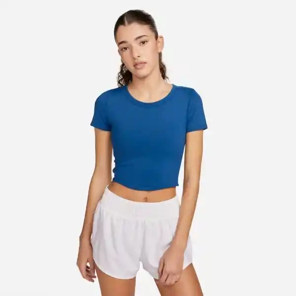 Nike Camiseta One Fitted Top Azul Para Mujer Talla M