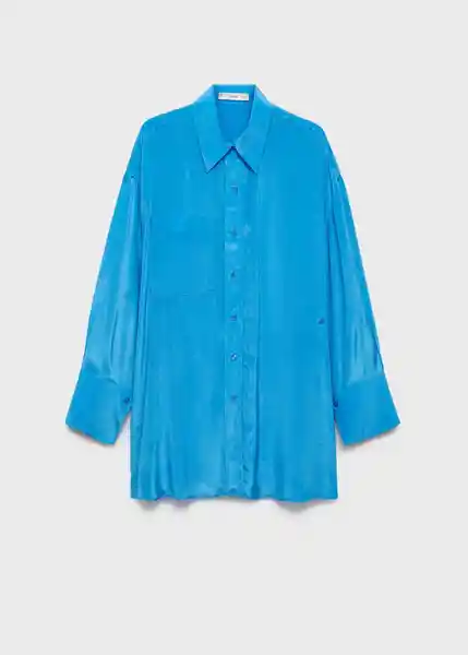 Camisa Ramona Azul Talla L Mujer Mango