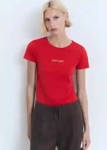Camiseta Mangolog-H Rojo Talla S Mujer Mango