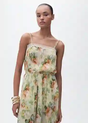 Enterizo Mono Stella Crudo Talla M Mujer Mango