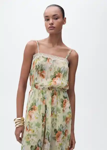 Enterizo Mono Stella Crudo Talla M Mujer Mango