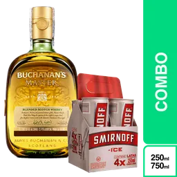 Combo Buchanans Master Whisky + Gratis 4 Smirnoff Ice