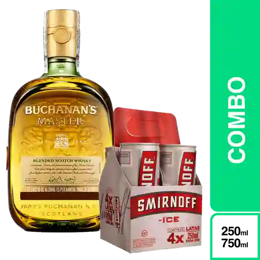 Combo Buchanans Master Whisky + Gratis 4 Smirnoff Ice