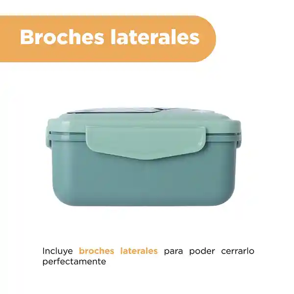 Contenedor Cuadrado Con 2 Compartimentos Verde 1100 mL Miniso