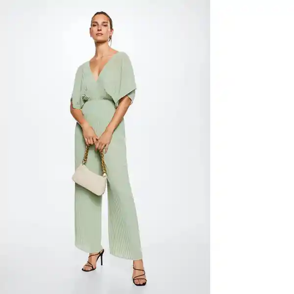 Vestido Mono Plisi-A Verde Pastel Talla S Mujer Mango