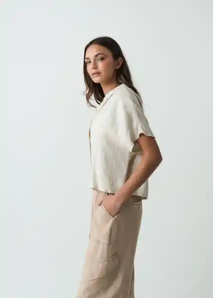 Camisa Naty Mujer Beige Polvillo Medio Talla M 512G373 Naf Naf