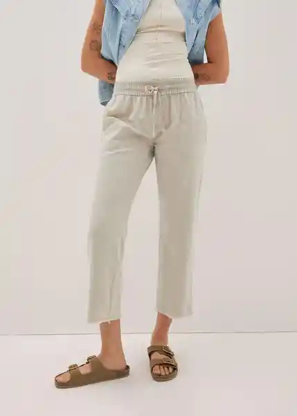 Pantalón Lena Crudo Talla M Mujer Mango