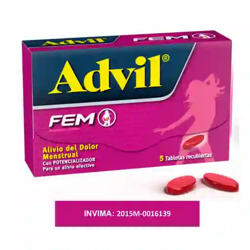 Advil Fem Ibuprofeno Alivio De Fuertes Colicos Menstruales X 5