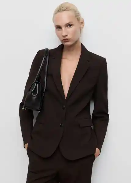 Blazer Americana Bergen Chocolate Talla XS Mujer Mango