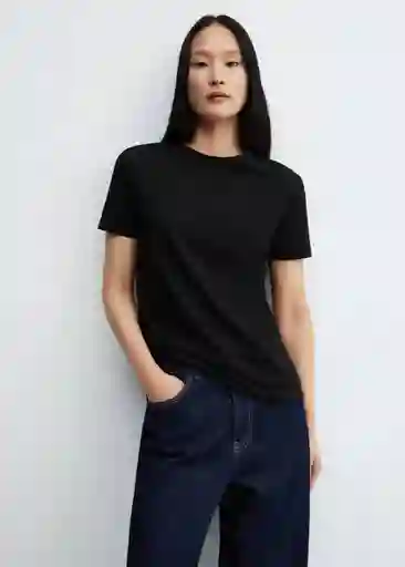 Camiseta Chalaca Negro Talla L Mujer Mango