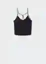 Top Appen Negro Talla L Mujer Mango