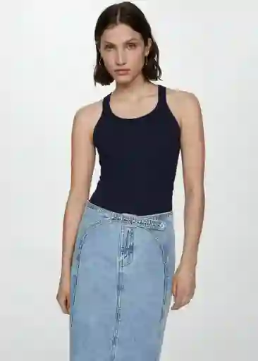 Top Riri Navy Talla M Mujer Mango