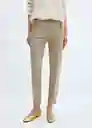 Pantalón Botones Beige Talla 46 Mujer Mango