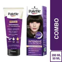 Combo Tinte Palette Color Creme 3-0 Castaño Oscuro + Tratamiento