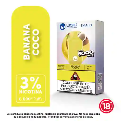 WAKA Smash Vape Banana Coconut 3% 6.000 puffs