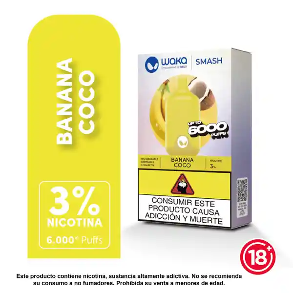 WAKA Smash Vape Banana Coconut 3% 6.000 puffs