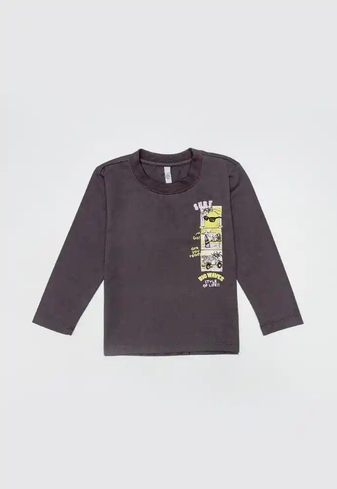 Camiseta Manga Larga 12/18mese-gris