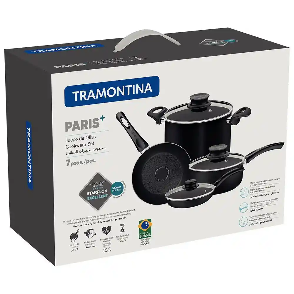 Batería 7 Piezas Paris Negra Tramontina 28599051