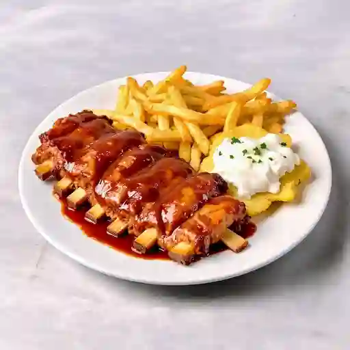 Costillas de cerdo al horno en salsa bbq