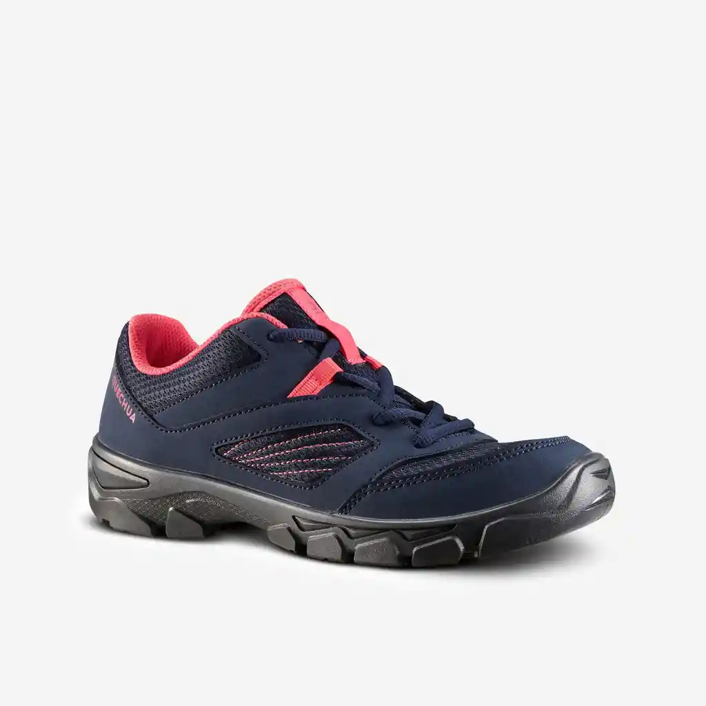 Tenis de Senderismo Niños Con Cordones Mh100 Azul Coral Del 35 Al 38