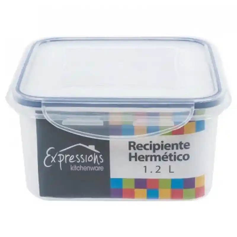 Expressions Home Recipiente Cuadrado Plastico 1.2 Lt Mb06-3