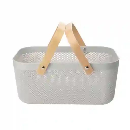 Canasto Plástico Asa Bambú 39.5 X 26.5 X 18 Cm