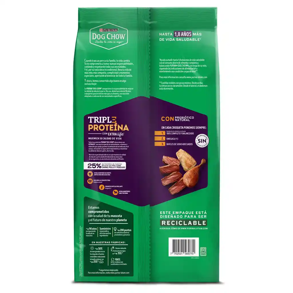 Comida para perro Dog Chow Triple proteina todos los tamaños 2 kg